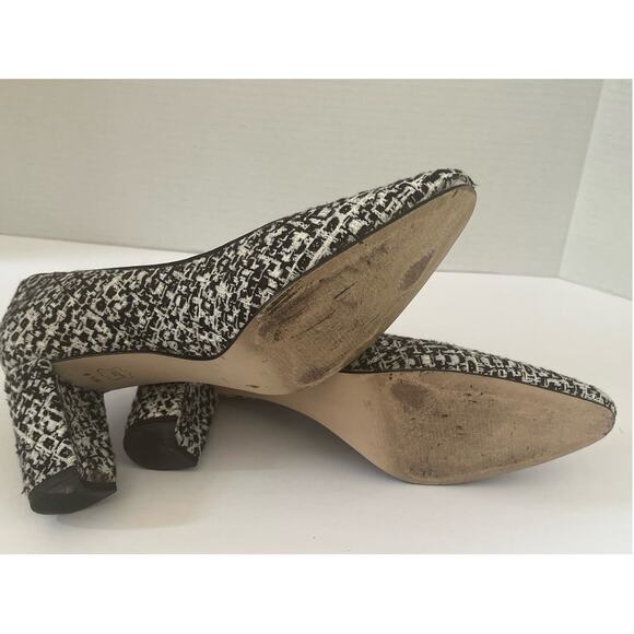 Womens Talbots Kelsey Shoes Black White Tweed Slip on Block Heels Pumps Size 9.5 - Picture 5 of 6